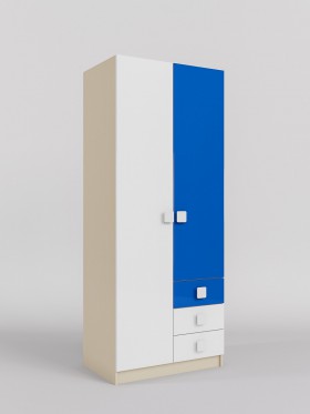 Шкаф 2-х створчатый с ящиками Скай люкс (Синий/Белый/корпус Клен) в Вологде - vologda.katalogmebeli.com | фото