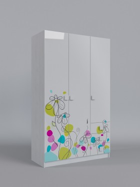 Шкаф 3-х створчатый с ящиками Флёр (Белый/корпус Выбеленное дерево) в Вологде - vologda.katalogmebeli.com | фото