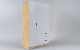 Шкаф 3-х створчатый с ящиками Лофт (Белый/корпус Дуб Сонома) в Вологде - vologda.katalogmebeli.com | фото