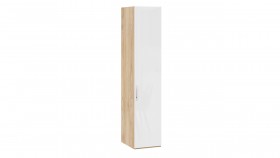 Шкаф для белья с 1 глухой дверью «Эмбер» Яблоня Беллуно/Белый глянец в Вологде - vologda.katalogmebeli.com | фото