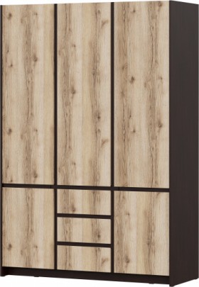 Модульная система "Прага" Шкаф для одежды трехстворчатый Дуб Венге/Дуб Делано в Вологде - vologda.katalogmebeli.com | фото
