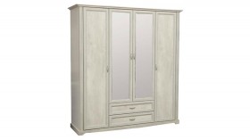Шкаф для одежды "Сохо" (бетон пайн белый/2 ящика/зеркало) в Вологде - vologda.katalogmebeli.com | фото