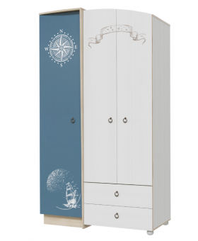 Шкаф для одежды Бриз 1200 Дуб ривьера/ Рамух белый/синий в Вологде - vologda.katalogmebeli.com | фото