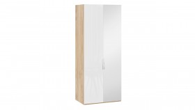 Шкаф для одежды с 1 глухой и 1 зеркальной дверями правый «Эмбер» Яблоня Беллуно/Белый глянец в Вологде - vologda.katalogmebeli.com | фото