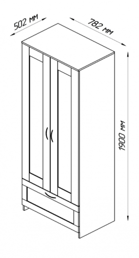 Шкаф двухдверный Сириус с 1 ящиком дуб сонома в Вологде - vologda.katalogmebeli.com | фото 2