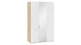 Шкаф комбинированный с 2 глухими и 1 зеркальной дверями правый «Эмбер» Яблоня Беллуно/Белый глянец в Вологде - vologda.katalogmebeli.com | фото 1