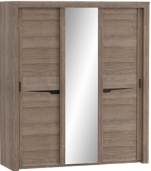 Шкаф трехдверный Соренто с раздвижными дверями Дуб стирлинг/Кофе структурный матовый в Вологде - vologda.katalogmebeli.com | фото