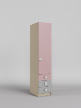 Шкаф угловой (секция с ящиками) Грэйси (Розовый/Серый/корпус Клен) в Вологде - vologda.katalogmebeli.com | фото