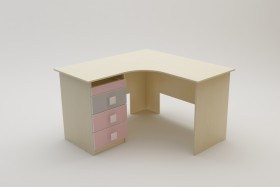 Стол угловой Грэйси (Розовый/Серый/корпус Клен) в Вологде - vologda.katalogmebeli.com | фото 2