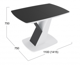 Стол обеденный «Гарда» Тип 1 (Белый/Стекло матовое черный графит) в Вологде - vologda.katalogmebeli.com | фото 3