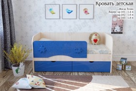 Техно Кровать детская 2 ящика 1.6 Синий глянец в Вологде - vologda.katalogmebeli.com | фото